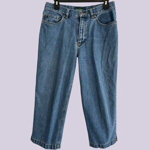 Ralph Lauren Relaxed Wide Leg Crop Jeans Women’s Size 8 Medium Wash 100% Cotton